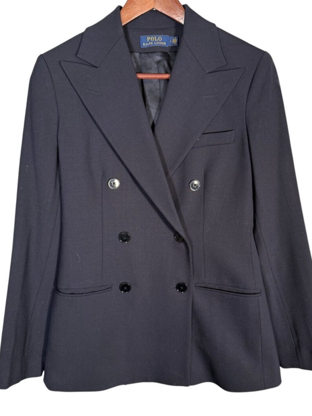 Polo Ralph Lauren Women's Navy Blue Blazer Wool Preppy Old Money Academia 4